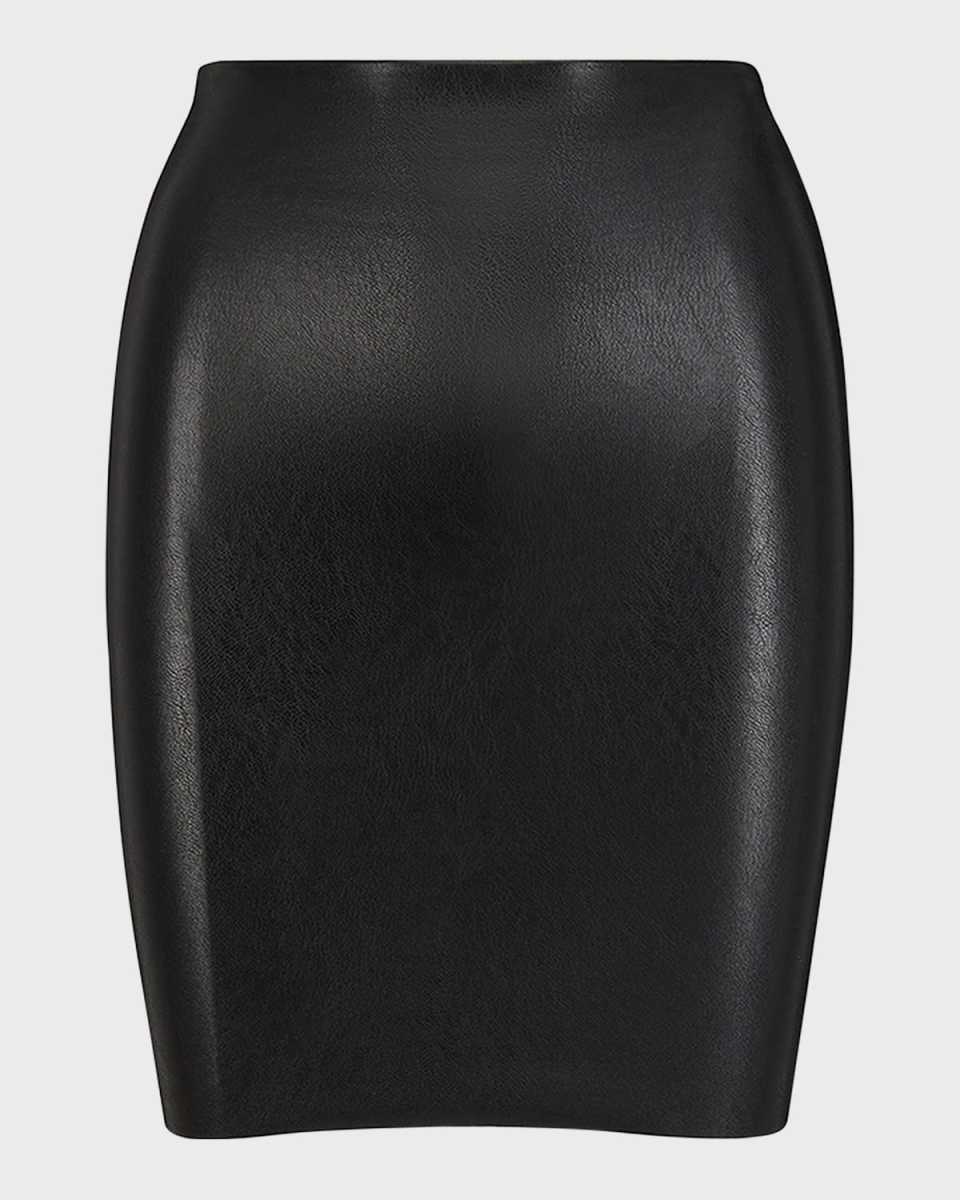 Faux-Leather Mini Pencil Skirt